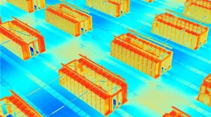 Data center heat map showing hot spots